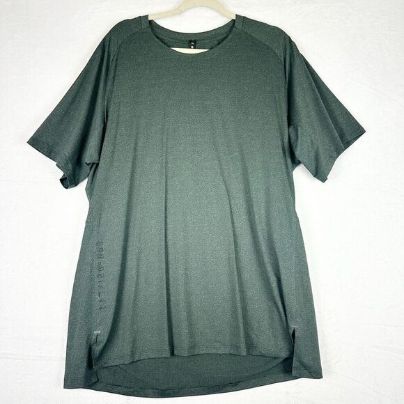 Lululemon Mens Textured Training Short Sleeve Tee XXL Reflective Vented Green - Picture 1 of 6